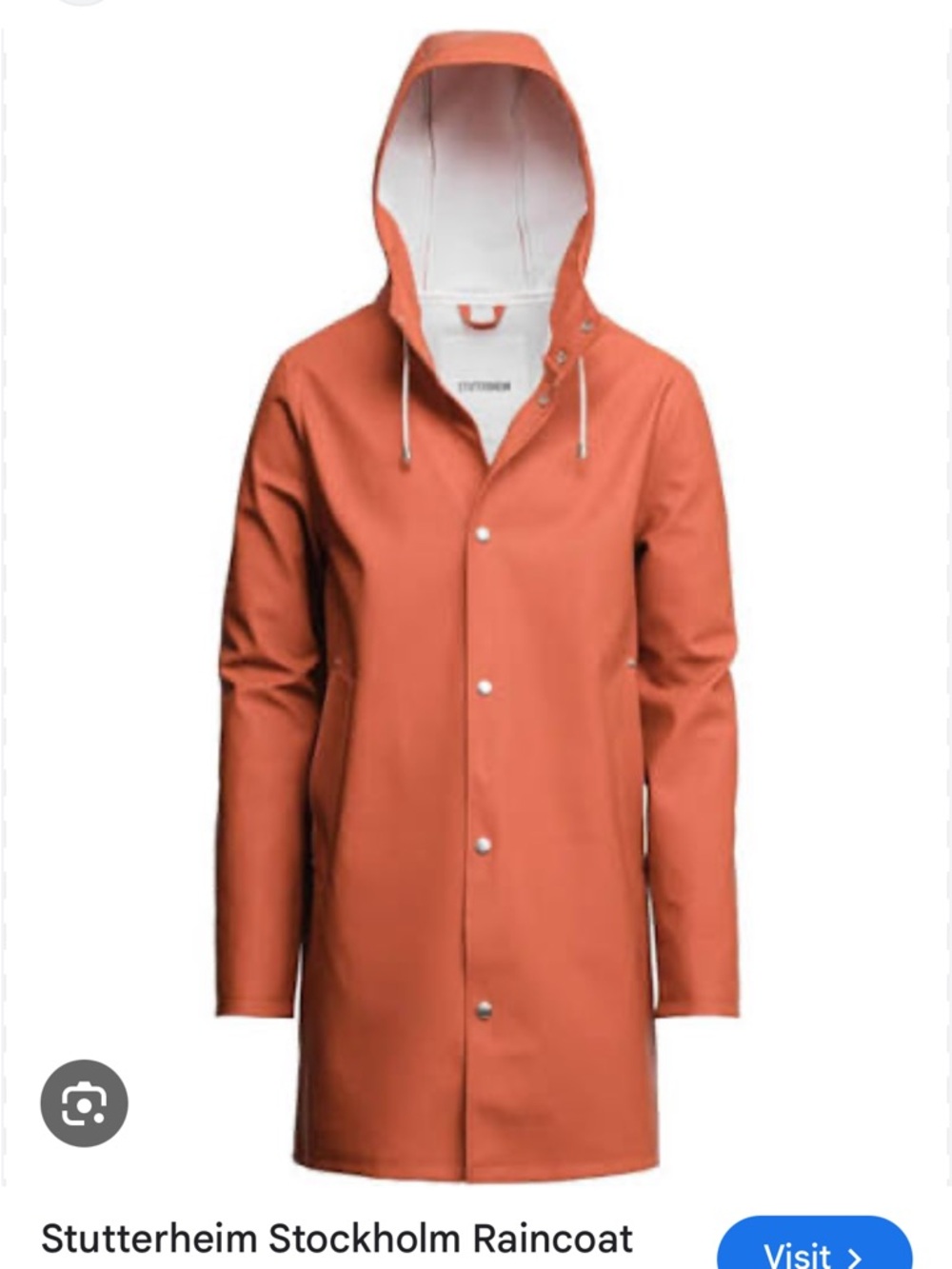 Stutterheim Ginger Hooded Raincoat in Warm Orange